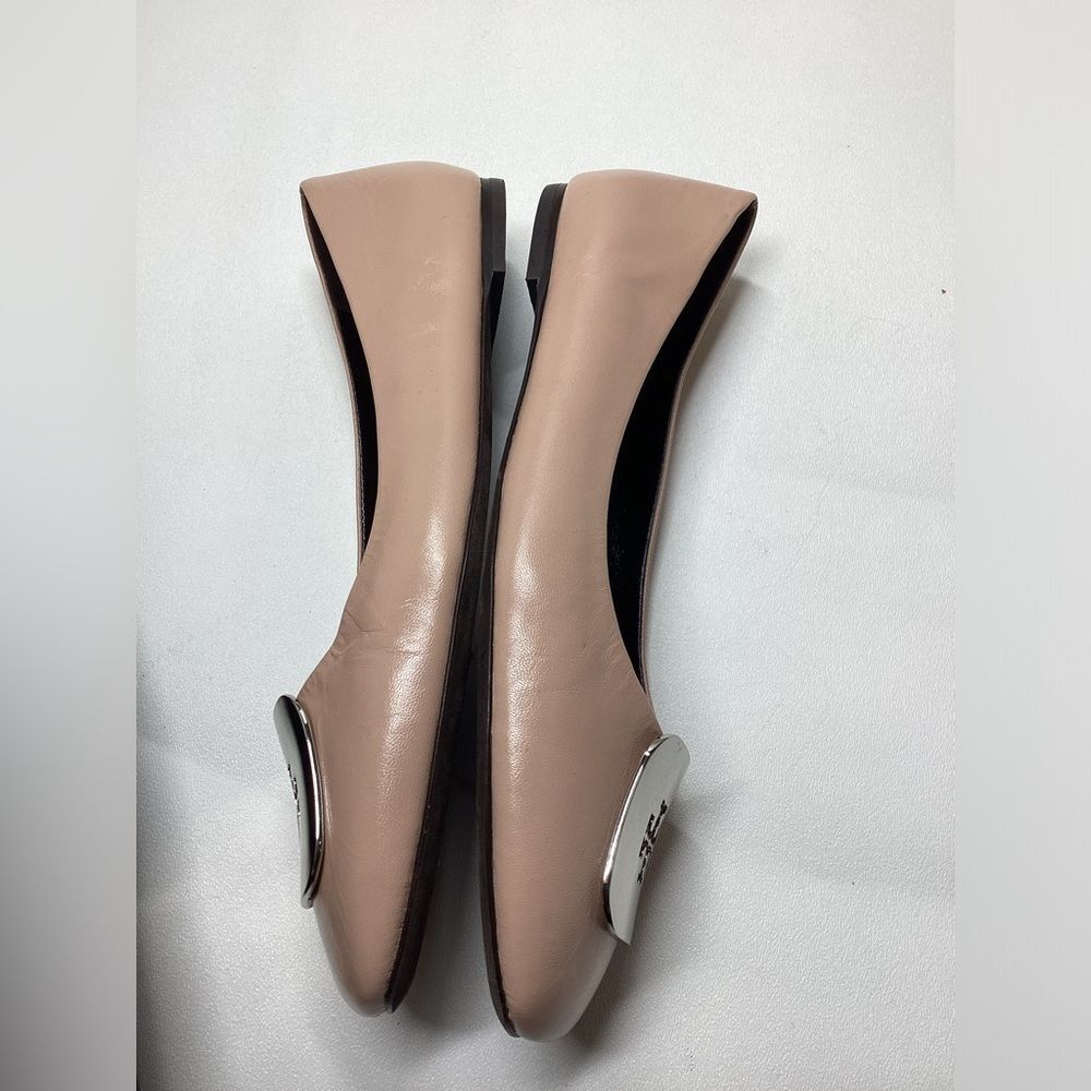 Tory Burch Georgia Leather Ballerina Pink Shoes Size 10.5 - Picture 9 of 12